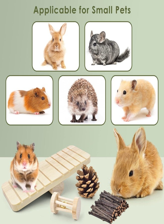 ERKOON New 12 Pack Hamster Chew Toys Gerbil Rat Guinea Pig Chinchilla Chew Toys Accessories, Natural Wooden Dumbbells Exercise Bell Roller Teeth Care Molar Toy for Rabbits Bird Rabbits Hamster Gerbil - Image 5